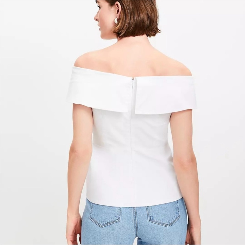 Loft  White asymmetrical Off-Shoulder Women's Top - Picture 3 of 3